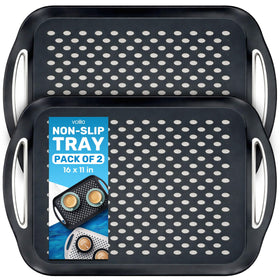 Volila food trays with non-slip dots keep plates steady on the couch.