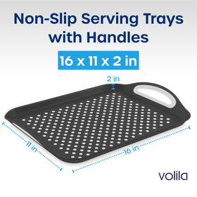 Volila two-pack trays shown on couch, offering easy serving.
