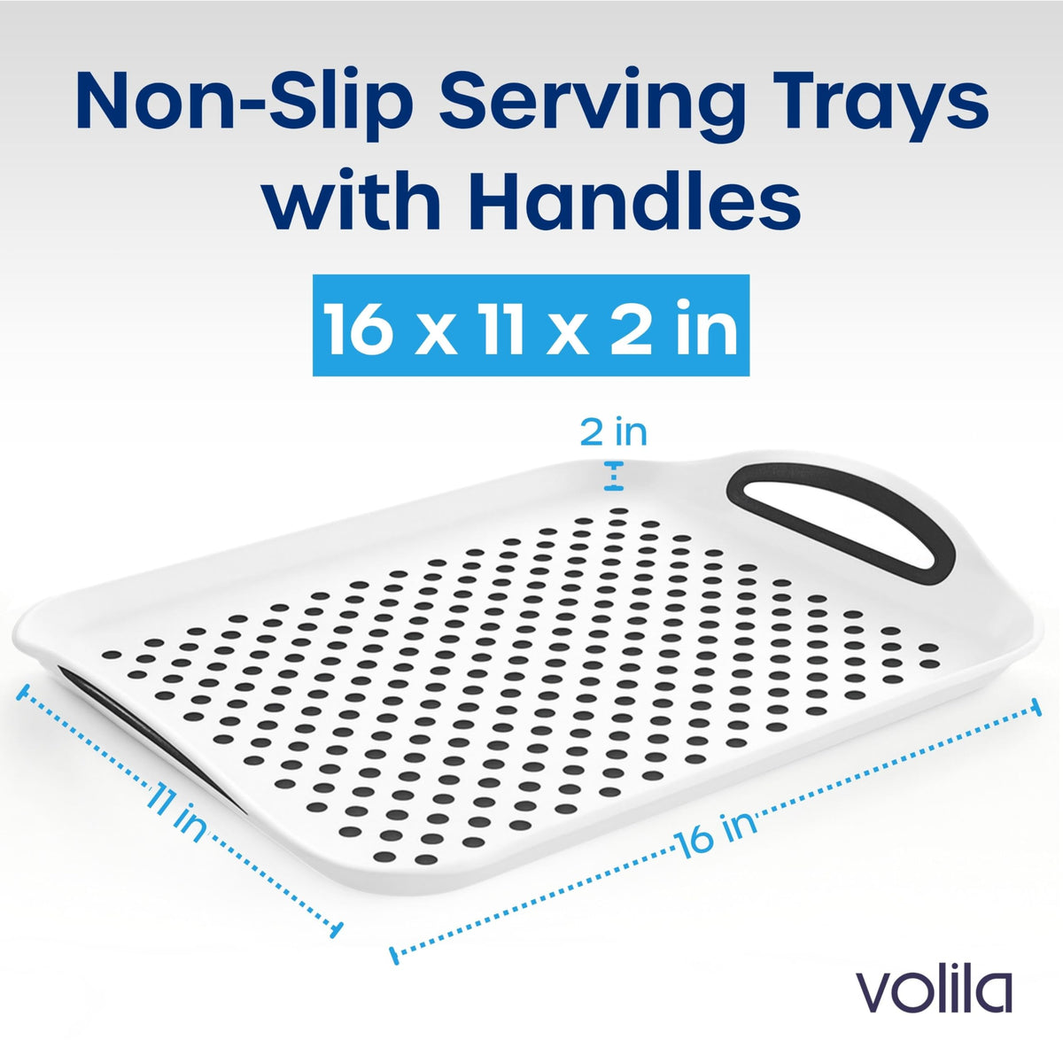 Volila tray surface close-up showing non-slip dots to prevent spills