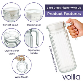 Volila ribbed-glass container with vented spout for smooth, controlled pouring.
