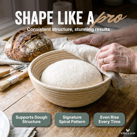 Vollum Banneton compact size suitable for various dough shapes at home