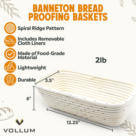 Vollum Banneton linen liner removable to prevent sticking and ease transfer