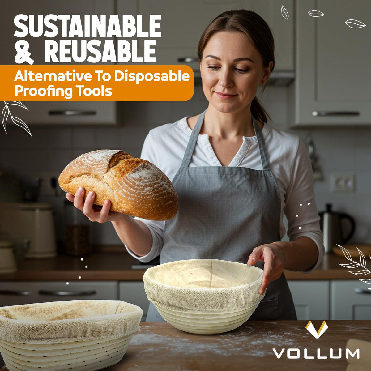 Vollum Banneton natural food-safe material for bread proofing tools
