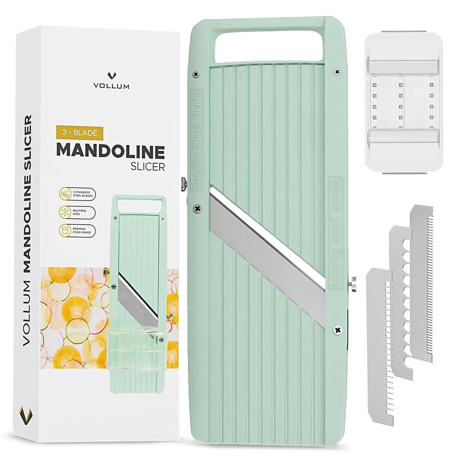 Vollum Japanese Mandoline top view with a slim profile for compact storage.