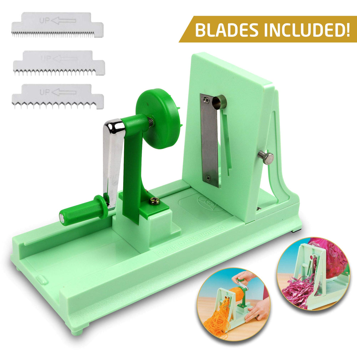 Vollum spiralizer serrated blade fine teeth for delicate veggie strands