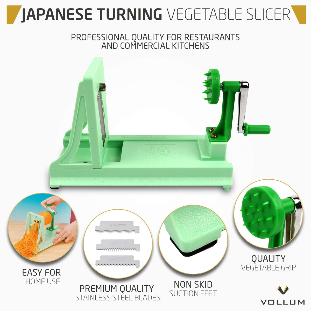 Vollum spiralizer serrated blade medium teeth for pasta-like noodles