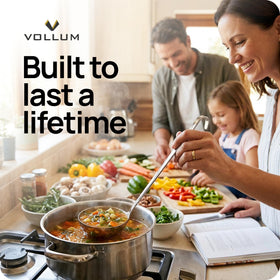 Vollum hang-hole design keeps ladle ready for overhead storage.