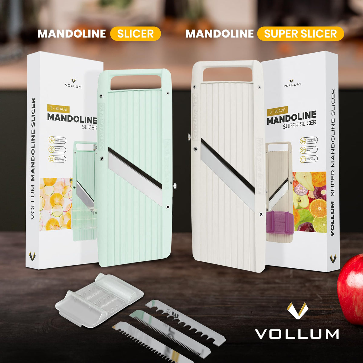 Vollum narrow design fits small kitchens and tight storage.