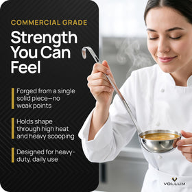 Vollum 201 stainless steel finish ensures durability and easy cleaning.