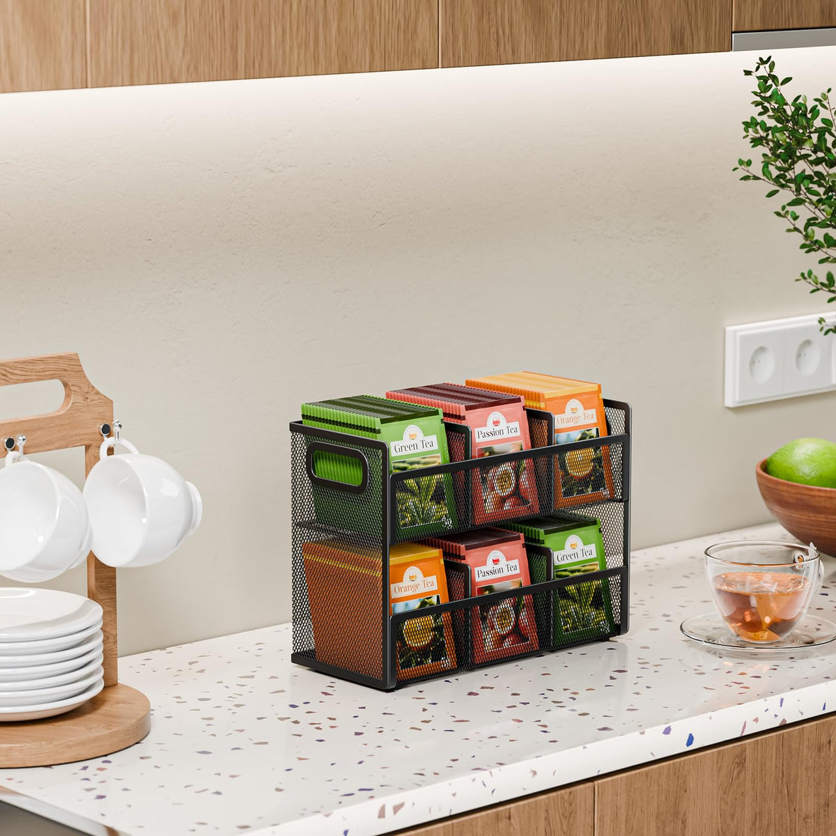 Volmop organizer shows 6 compartments and dividers for tidy storage