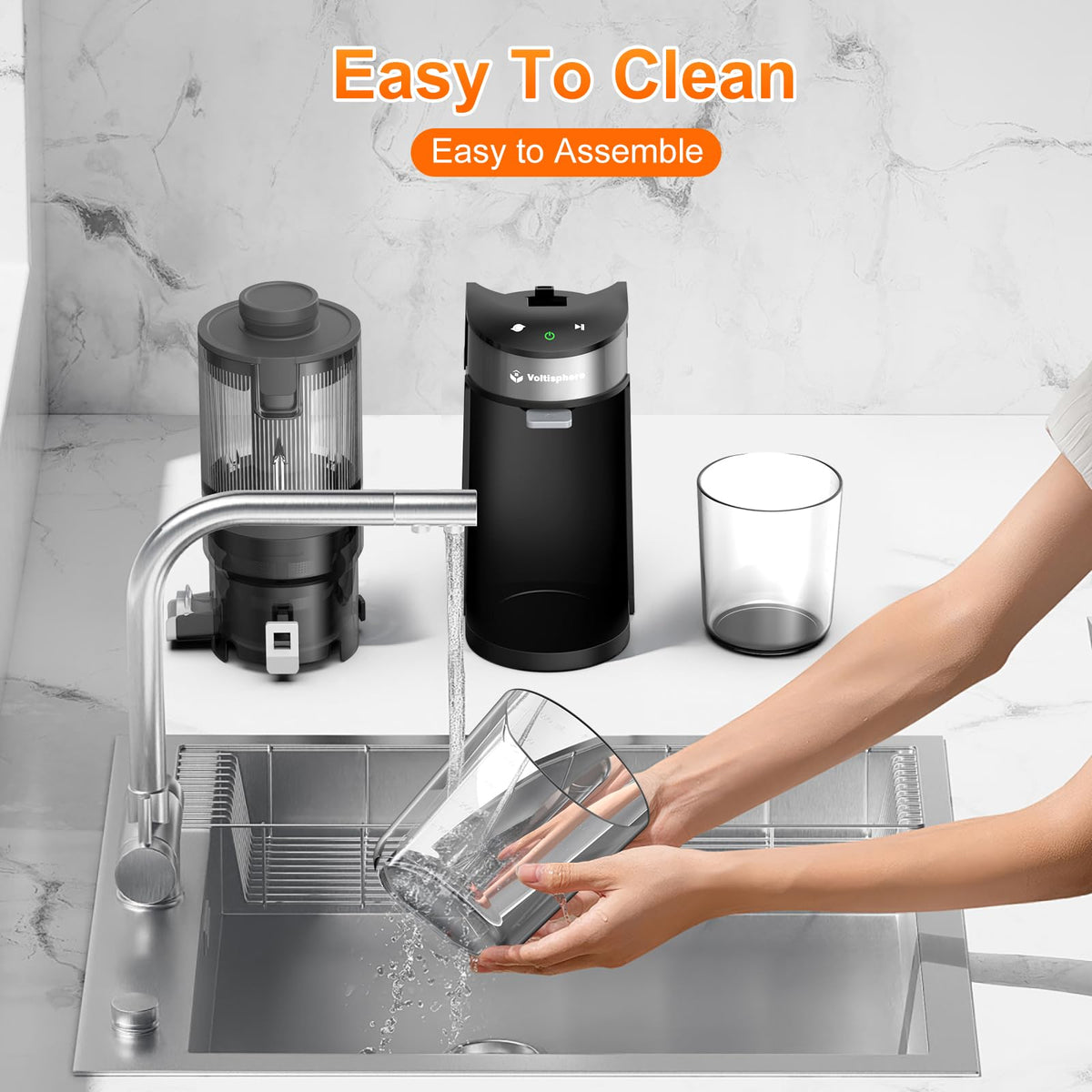 Voltisphere CFR637 complete setup with tool-free disassembly for cleaning.