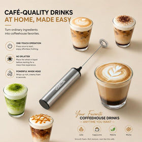 VOMELON double mini whisks create smooth foam for cappuccinos