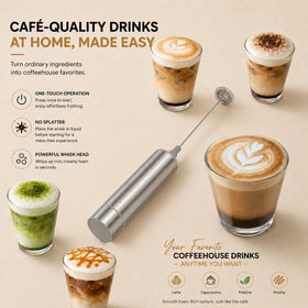 VOMELON Milk Frother hot chocolate foam topping demonstration