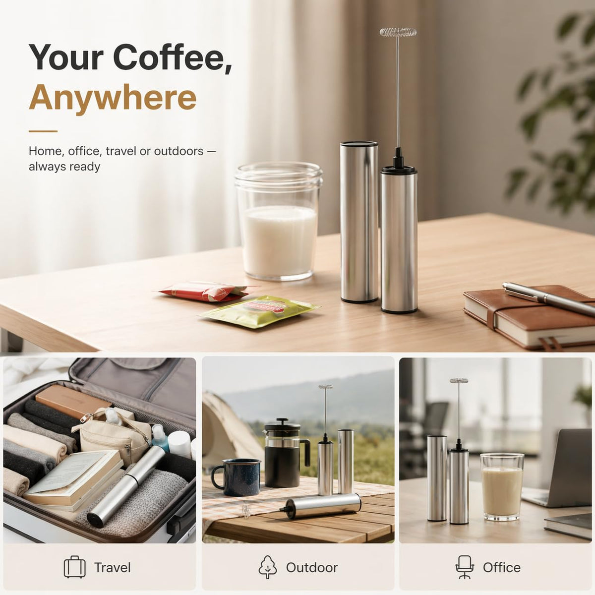 VOMELON quick 15-second frothing speeds up your coffee routine