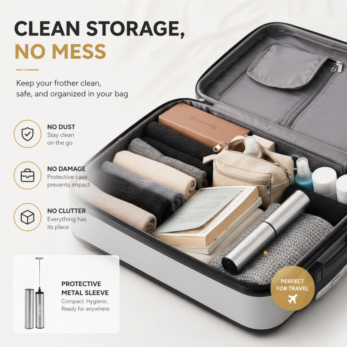 VOMELON storage tube keeps the frother clean and compact