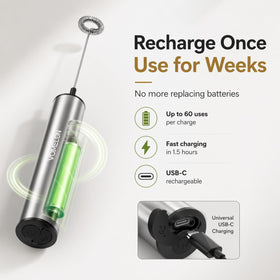 VOMELON travel-friendly frother with USB cable makes frothing on the go easy