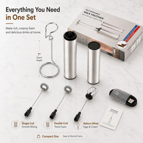 VOMELON compact, travel-friendly frother with protective case for on-the-go use.