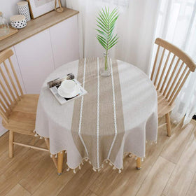 Vonabem coffee toned tassel table cloth adds elegant dining ambiance