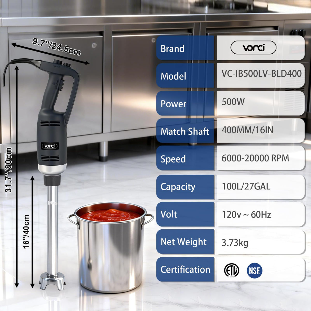 VONCI safety start switch helps prevent accidental starts.