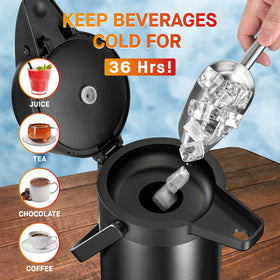 Vondior carafe accommodates ice cubes for chilled beverages.