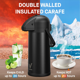 Vondior Airpot carafe features a wide mouth for easy filling and ice.
