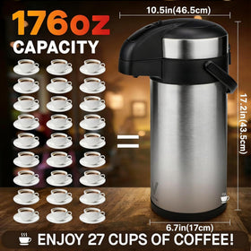VONDIOR Airpot stainless steel carafe with wide mouth for easy cleaning.