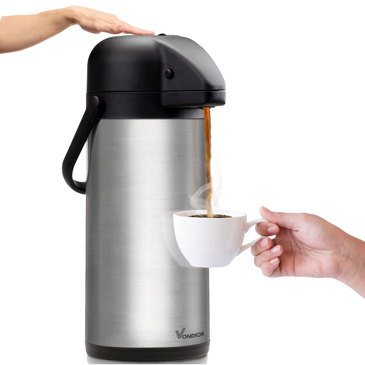 VONDIOR coffee carafe with pump-top for easy one-press serving