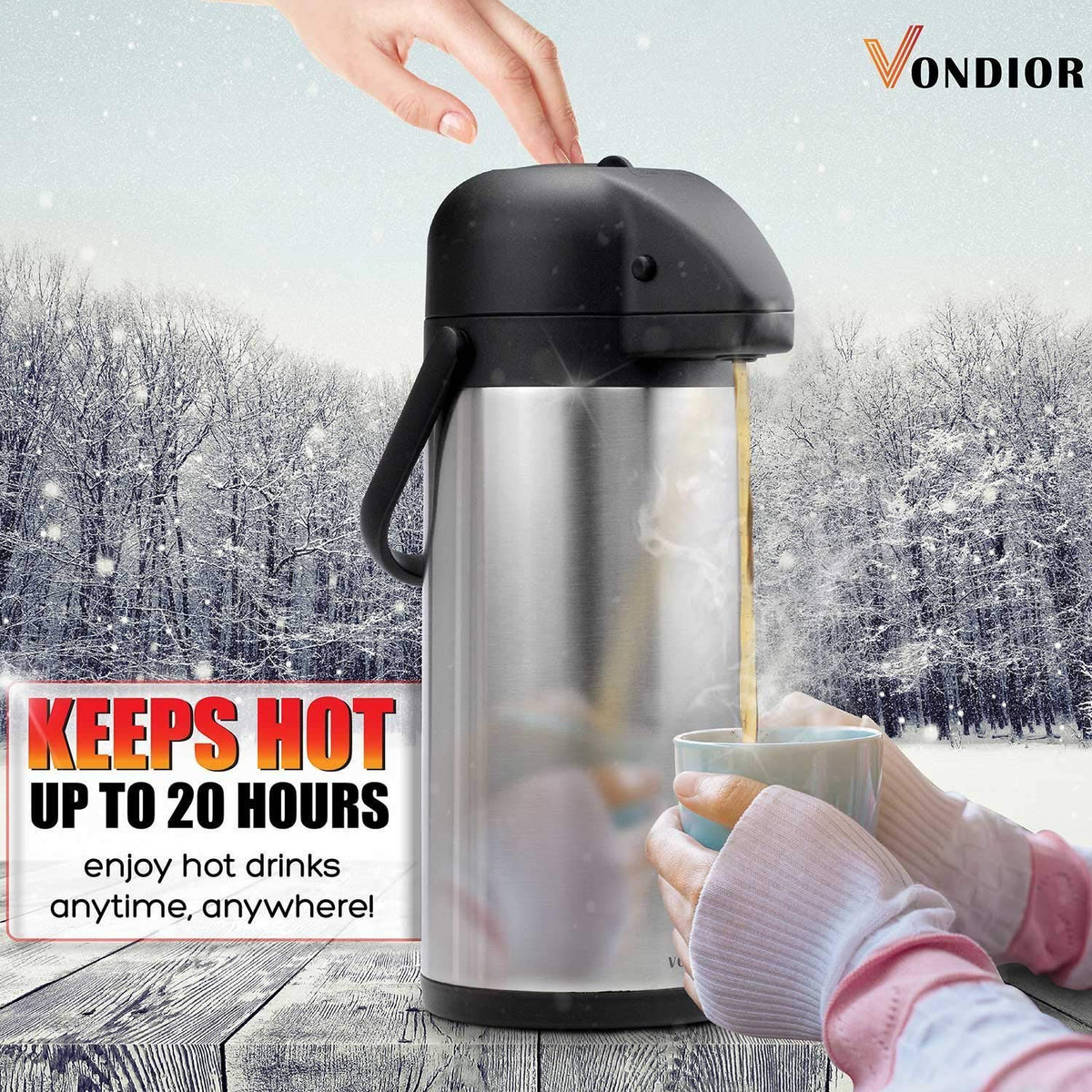 VONDIOR coffee carafe wide-mouth opening for easy cleaning and ice
