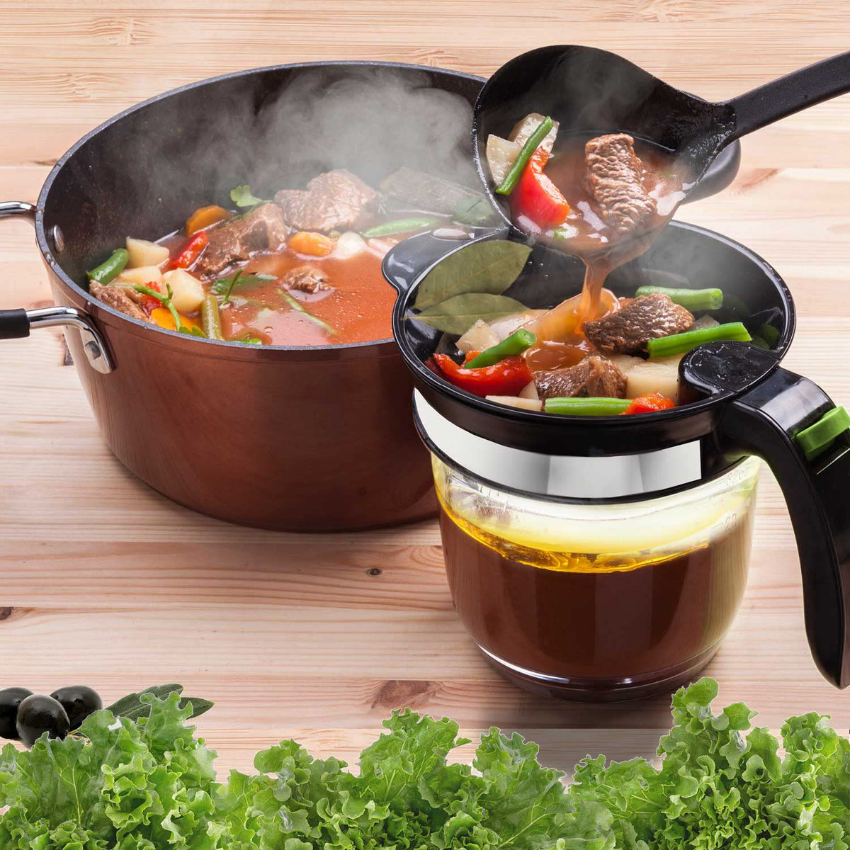 VONDIOR gravy separator built-in strainer removes fat and pulp quickly