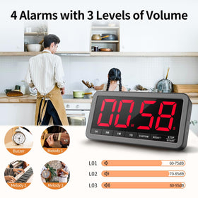 VOCOO timer offers four alarms for study, cooking, and reminders