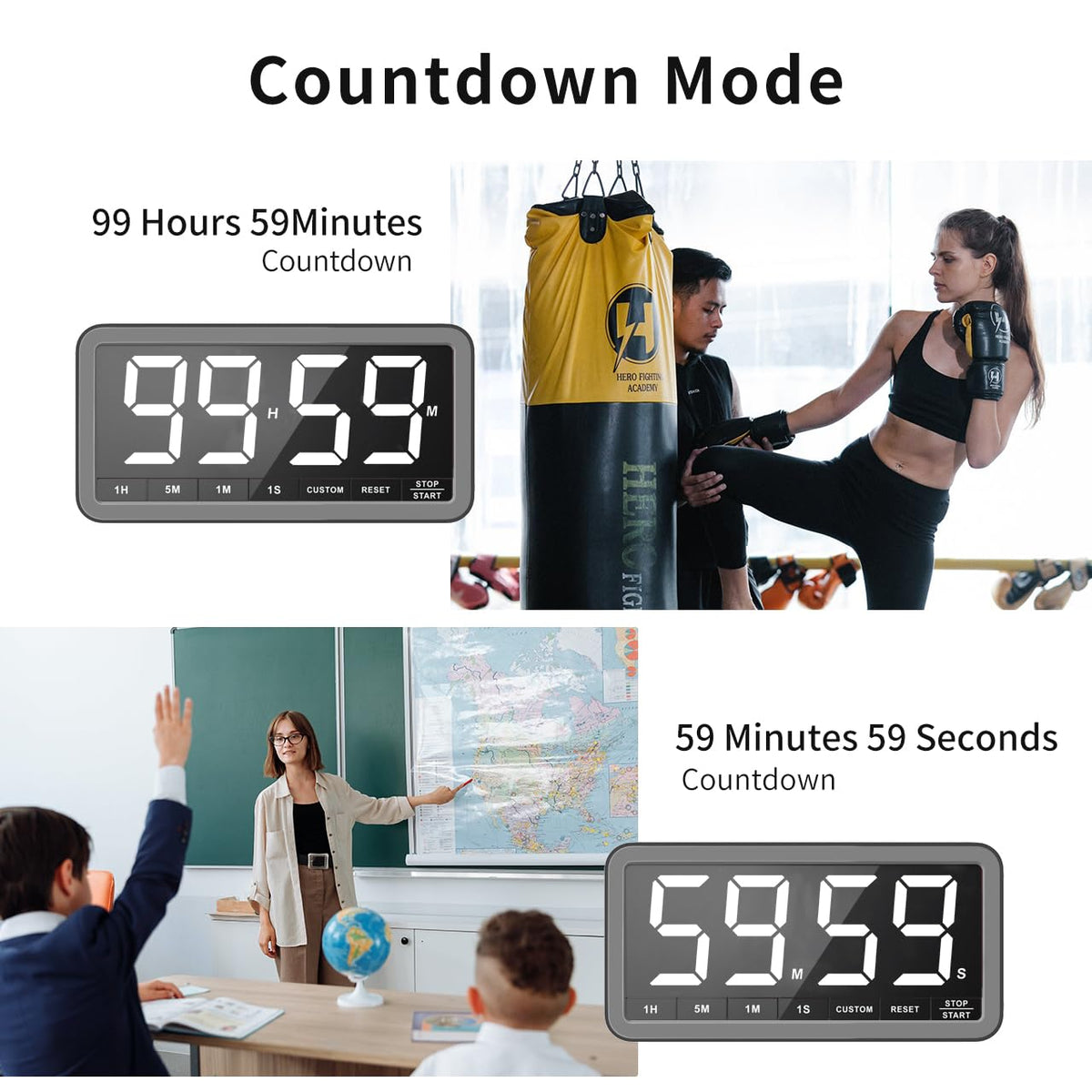 VOCOO timer with adjustable brightness for any room lighting
