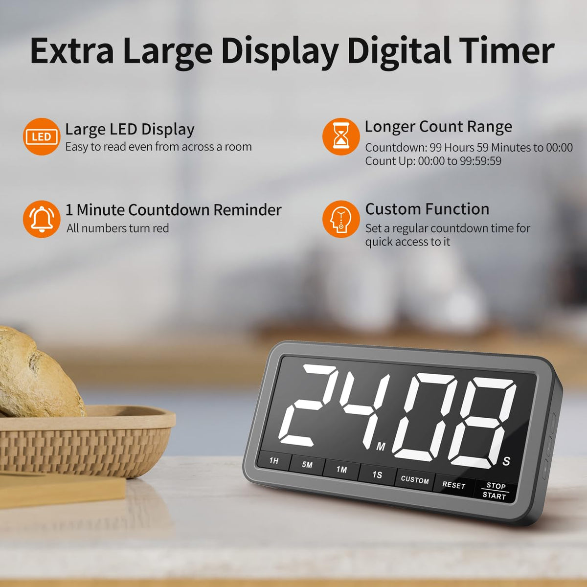 VOCOO timer on fridge magnet showing strong magnetic mounting