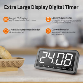 VOCOO timer on fridge magnet showing strong magnetic mounting