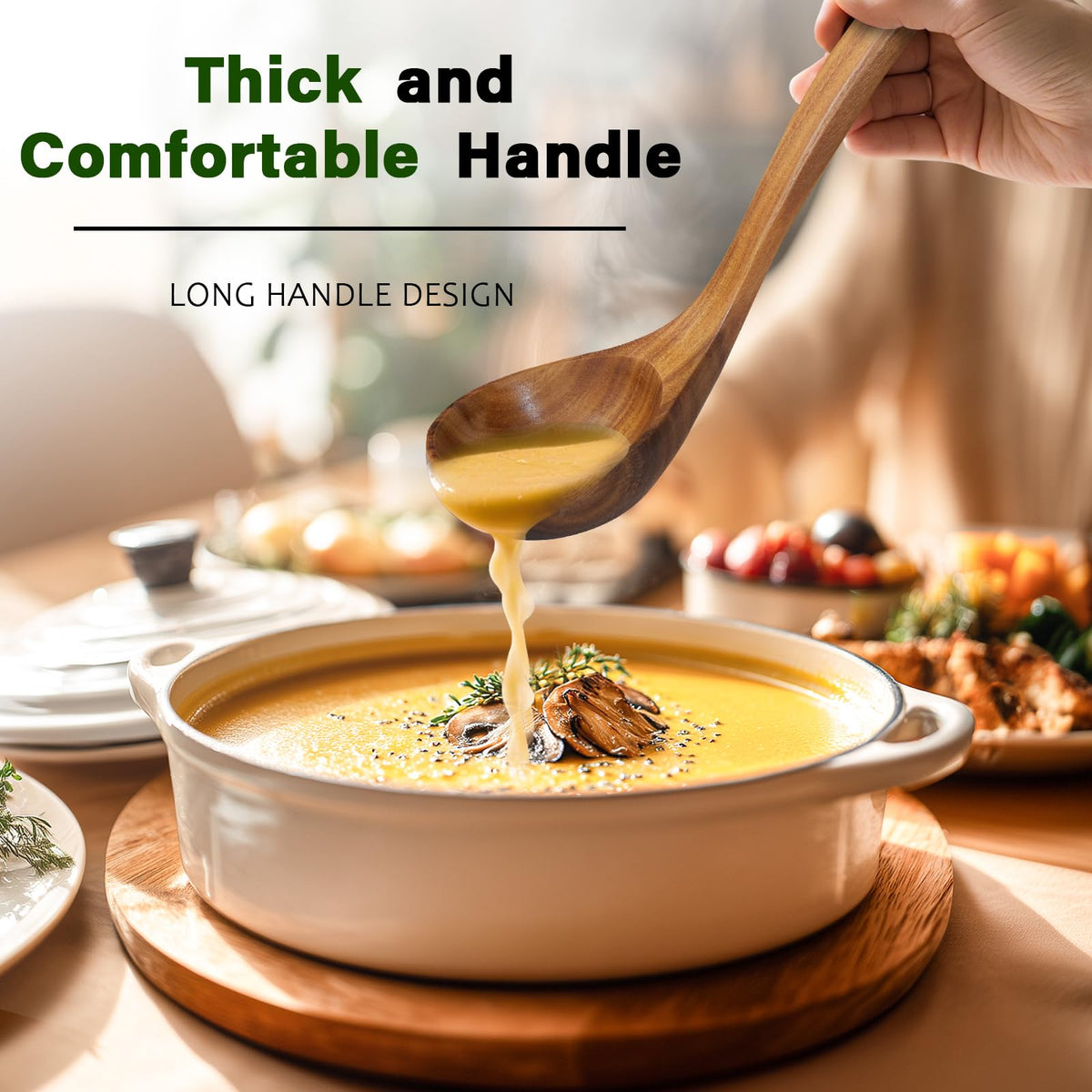 Vorisebo ergonomic teak utensils with comfortable grip for easy prep