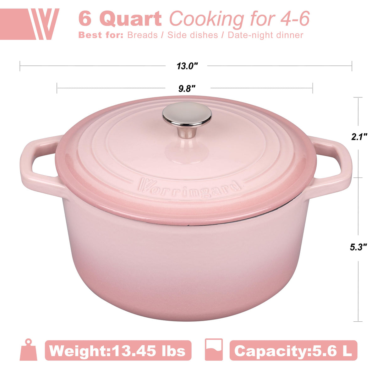 VORRINGARD 6qt Dutch oven bread crust even heat distribution for sourdough.