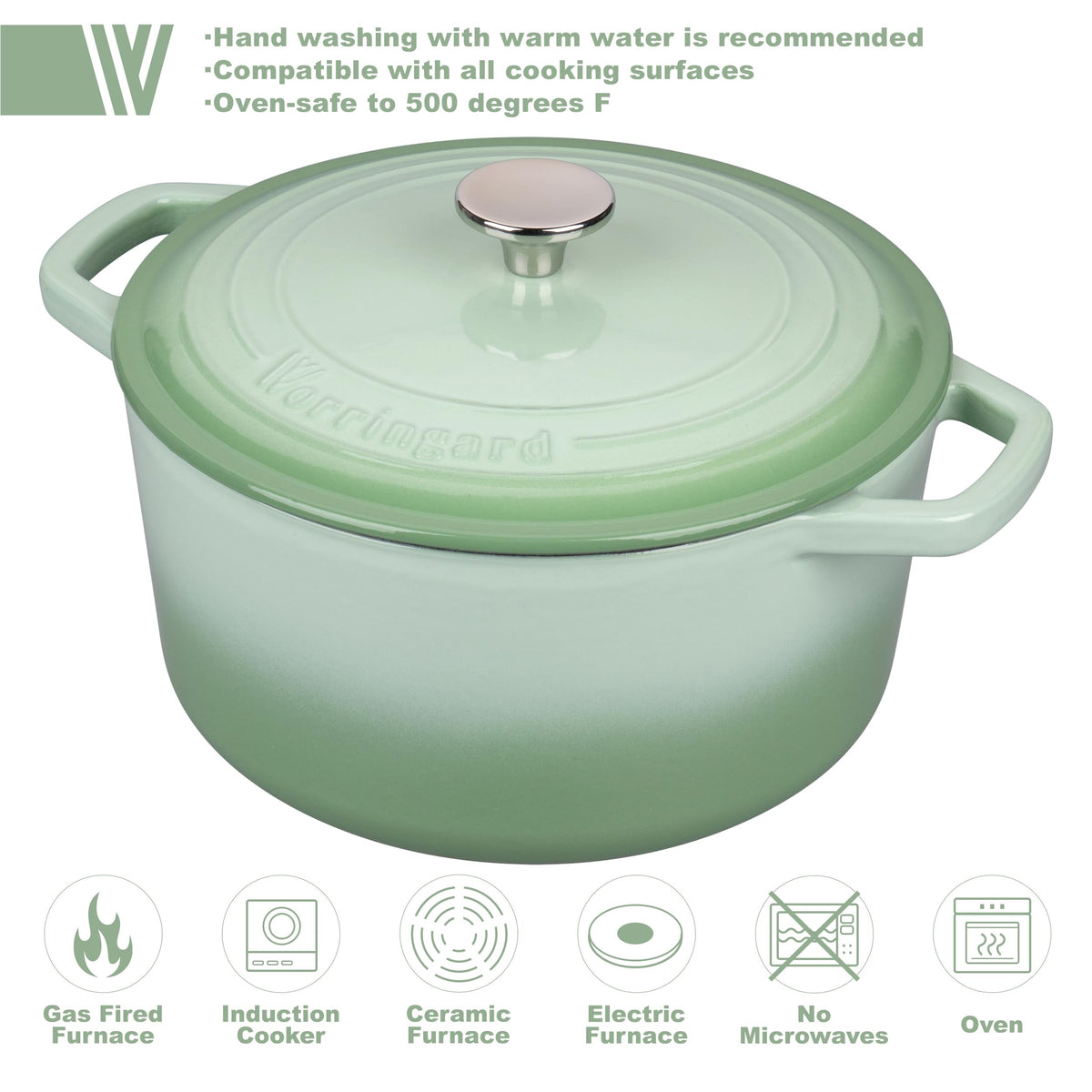 VORRINGARD Dutch oven looped handles for easy lifting