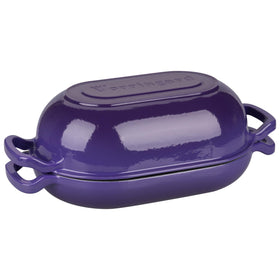 VORRINGARD Dutch Oven Purple Dimensions show 14.2 x 5.4 inches for loaf sizing.