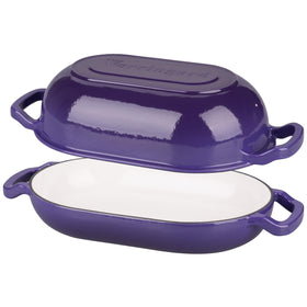 VORRINGARD Dutch Oven Purple Handles offer sturdy grip for lifting hot meals.