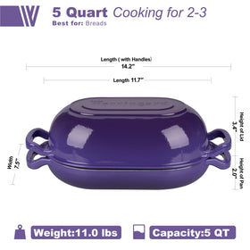 VORRINGARD Dutch Oven Purple Inside View shows even heat distribution for tender interiors.