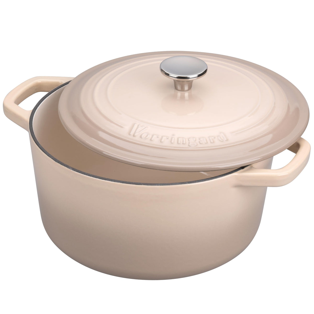Vorringard stainless steel knob lid on the Dutch oven for easy lifting