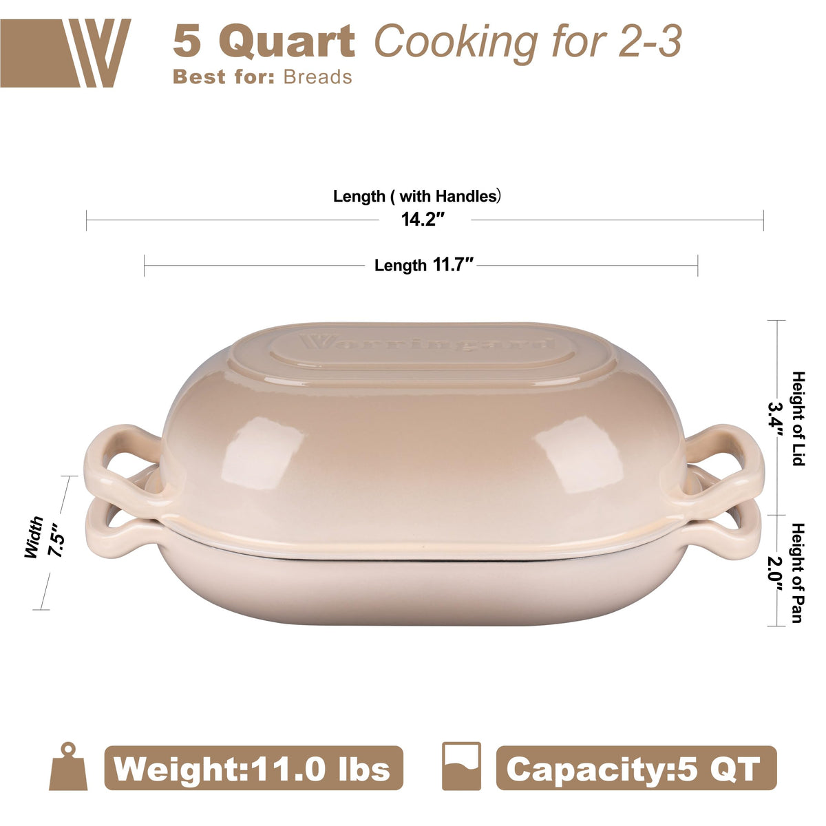 VORRINGARD dutch oven with lid latte demonstrates even heat for loaf rise