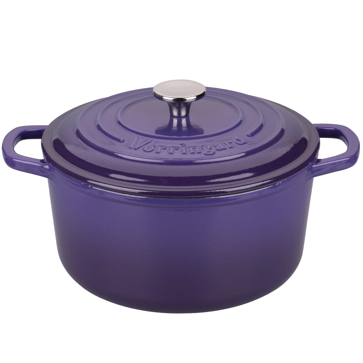 Vorringard purple enameled Dutch oven with lid for even heat