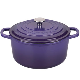 Vorringard purple enameled Dutch oven with lid for even heat