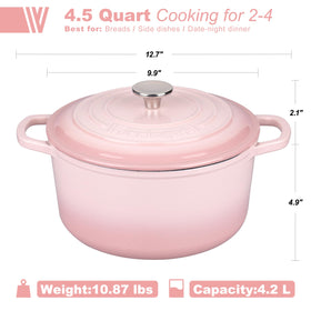 VORRINGARD enamelled Dutch oven pink front view showing vibrant color.