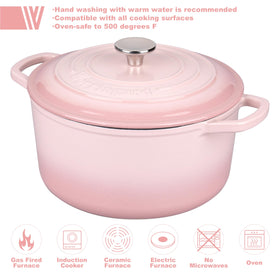 VORRINGARD enamelled Dutch oven pink handles offer comfortable grip.