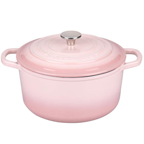 VORRINGARD enamelled Dutch oven pink lid; sleek design for even heat delivery.