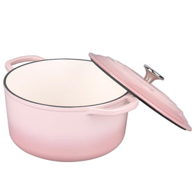 VORRINGARD enamelled Dutch oven pink ready to serve at the table.