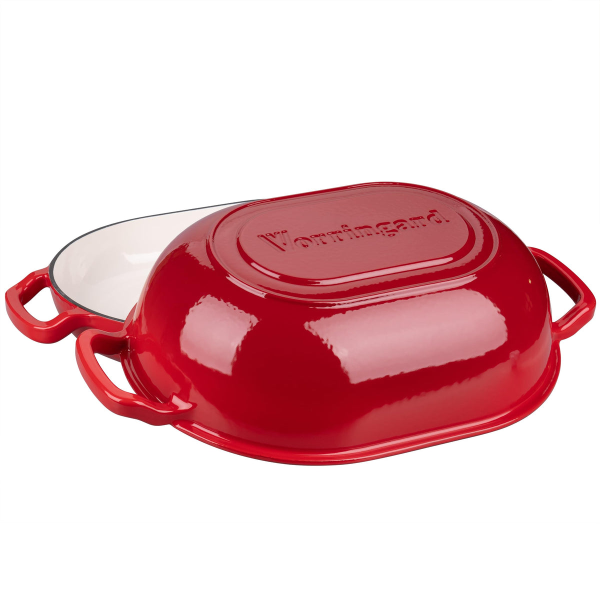 VORRINGARD heavy-duty cast iron oven bottom emphasizes durability and even heat.