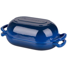 VORRINGARD blue enamel finish enhances fridge-to-table presentation.