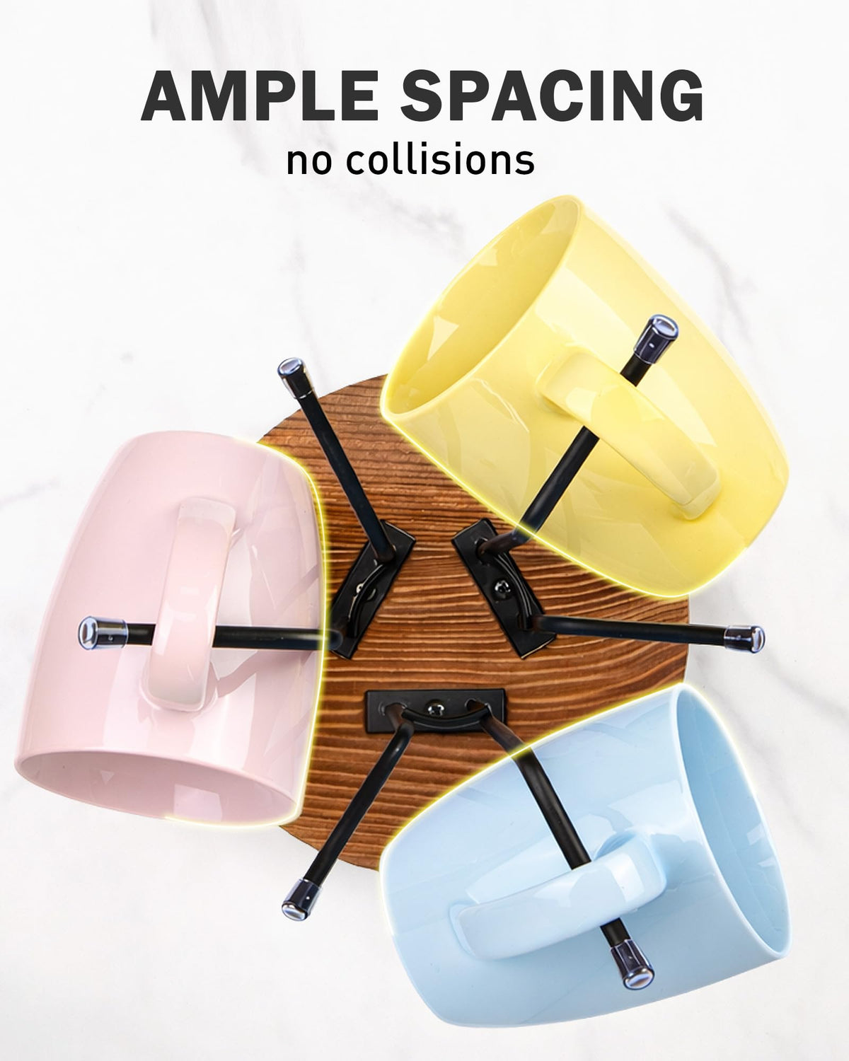 Vosturdy easy-assembly mug tree goes together in minutes.